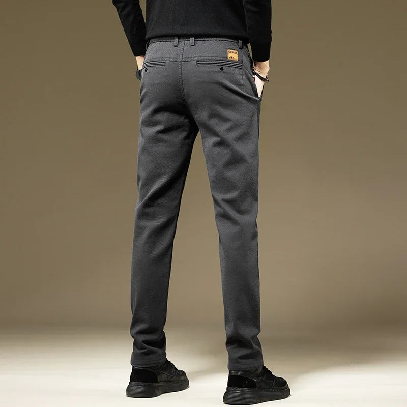 KUBRO Men's Pants Casual Cotton Solid Color Spring Autumn Straight Business Work Pants High Quality Fashion Black Grey Trousers