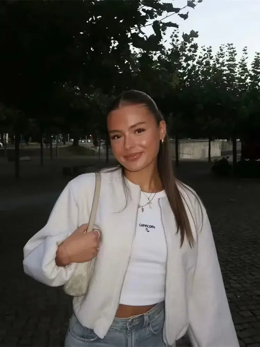 EmberEase Bomber: Retro zip-up bomber with soft warmth and timeless flair.