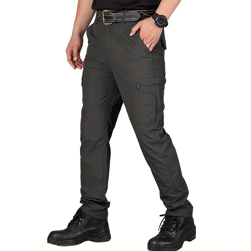 Casual Men Pants Summer Multiple Pockets Cargo Pants Quick Dry Thin Trousers Outdoor Hiking Workout Breathable Long Pant New