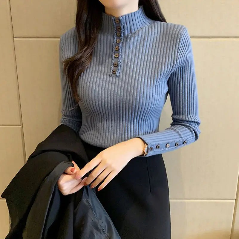 FrostMuse Pullover: Elegant knit warmth with a sleek, flattering winter silhouette.