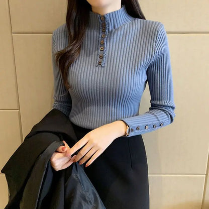 FrostMuse Pullover: Elegant knit warmth with a sleek, flattering winter silhouette.