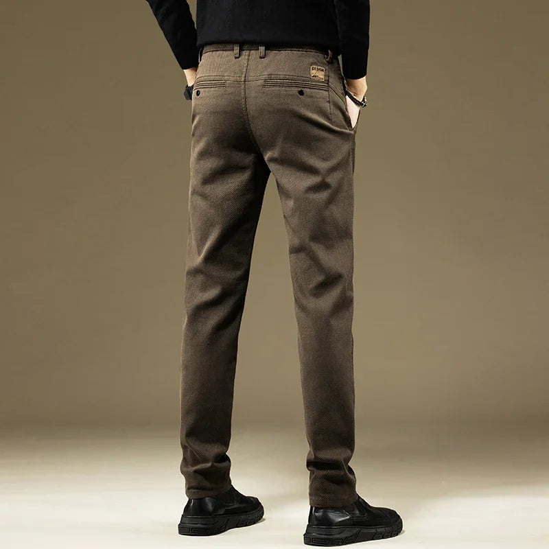 KUBRO Men's Pants Casual Cotton Solid Color Spring Autumn Straight Business Work Pants High Quality Fashion Black Grey Trousers