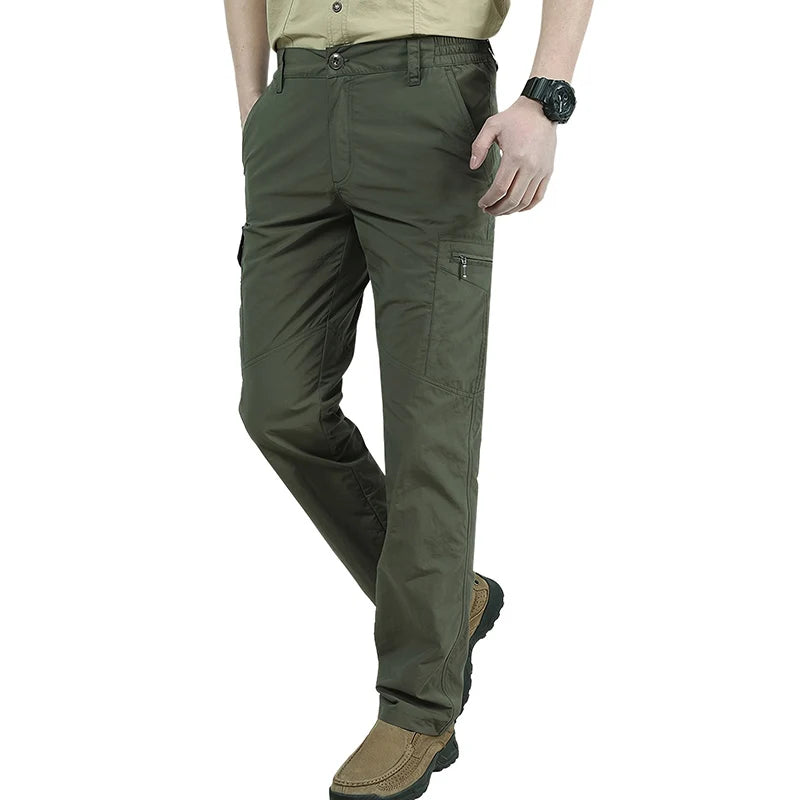 Casual Men Pants Summer Multiple Pockets Cargo Pants Quick Dry Thin Trousers Outdoor Hiking Workout Breathable Long Pant New