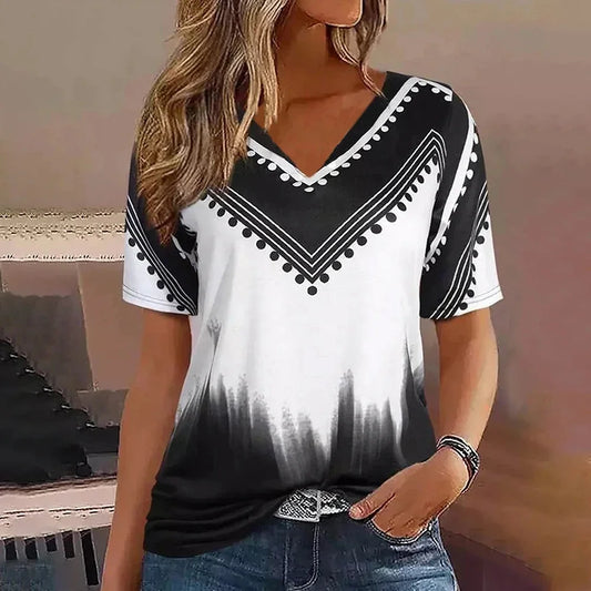 Women's T-shirt V-neck Dots Minimalist