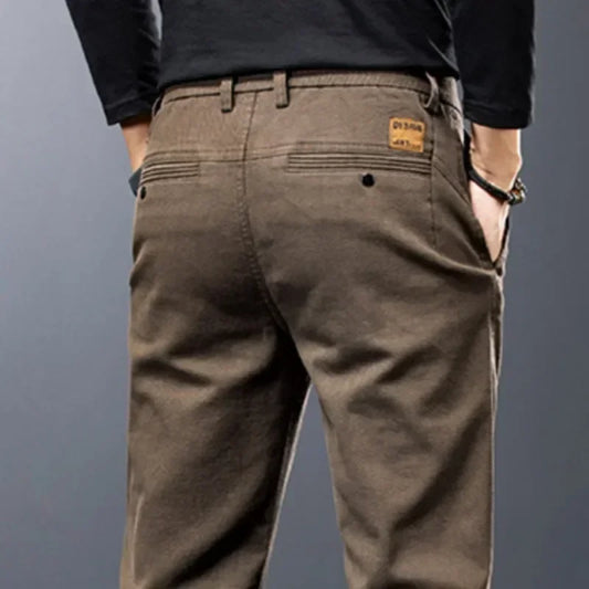 KUBRO Men's Pants Casual Cotton Solid Color Spring Autumn Straight Business Work Pants High Quality Fashion Black Grey Trousers