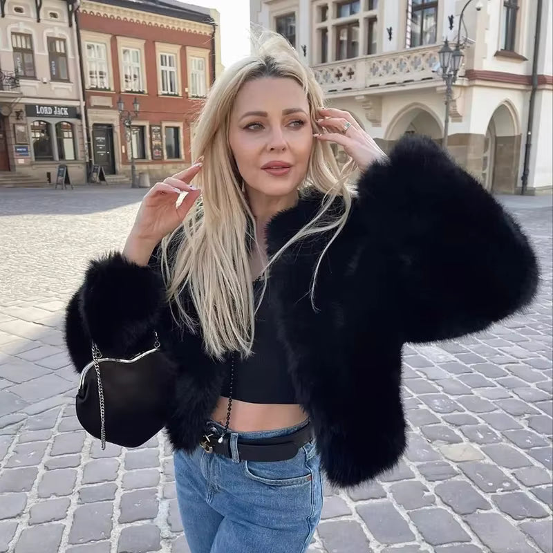 Women's Short Faux Fur Coat Winter