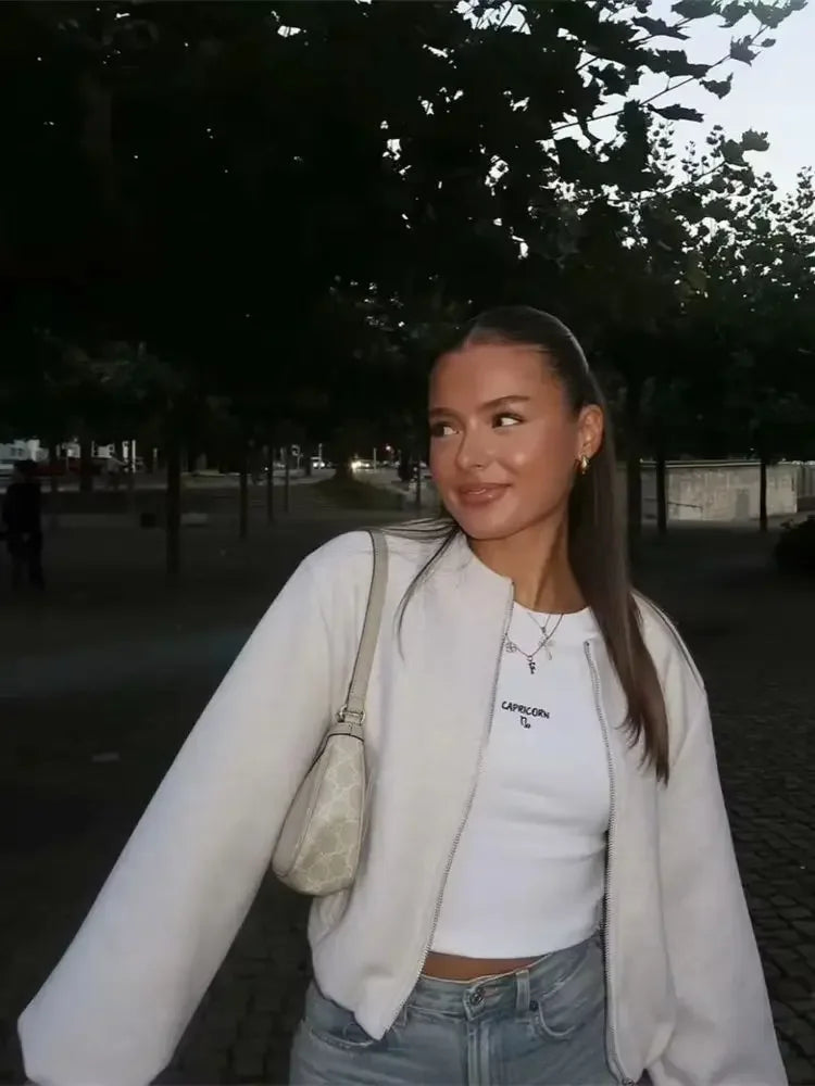 EmberEase Bomber: Retro zip-up bomber with soft warmth and timeless flair.