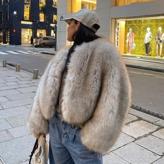 Women's Short Faux Fur Coat Winter