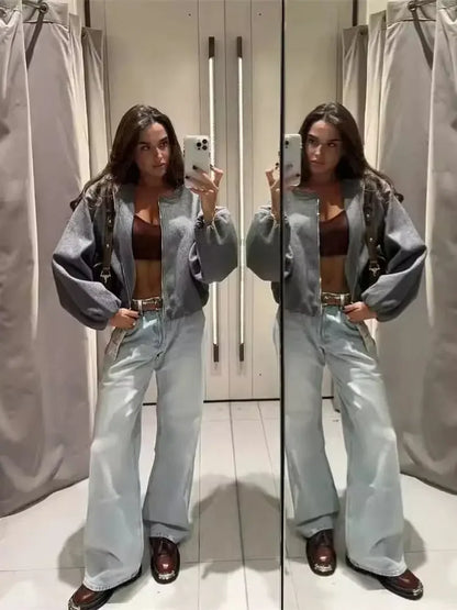 EmberEase Bomber: Retro zip-up bomber with soft warmth and timeless flair.