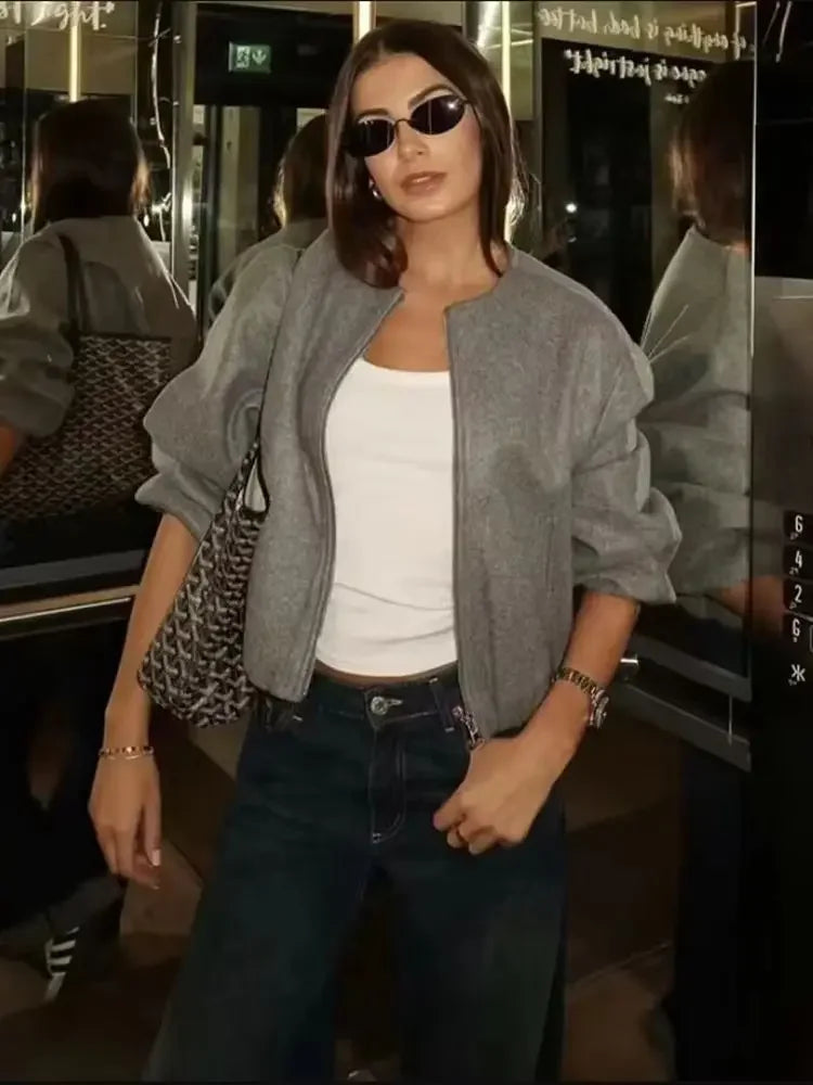 EmberEase Bomber: Retro zip-up bomber with soft warmth and timeless flair.