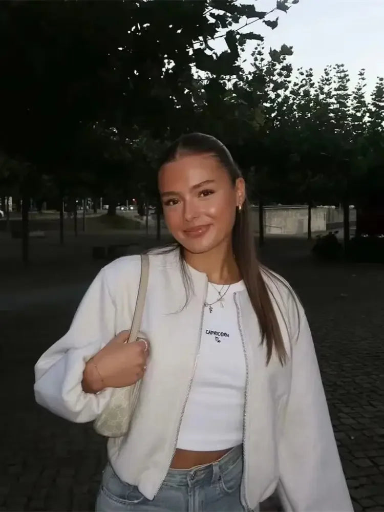 EmberEase Bomber: Retro zip-up bomber with soft warmth and timeless flair.